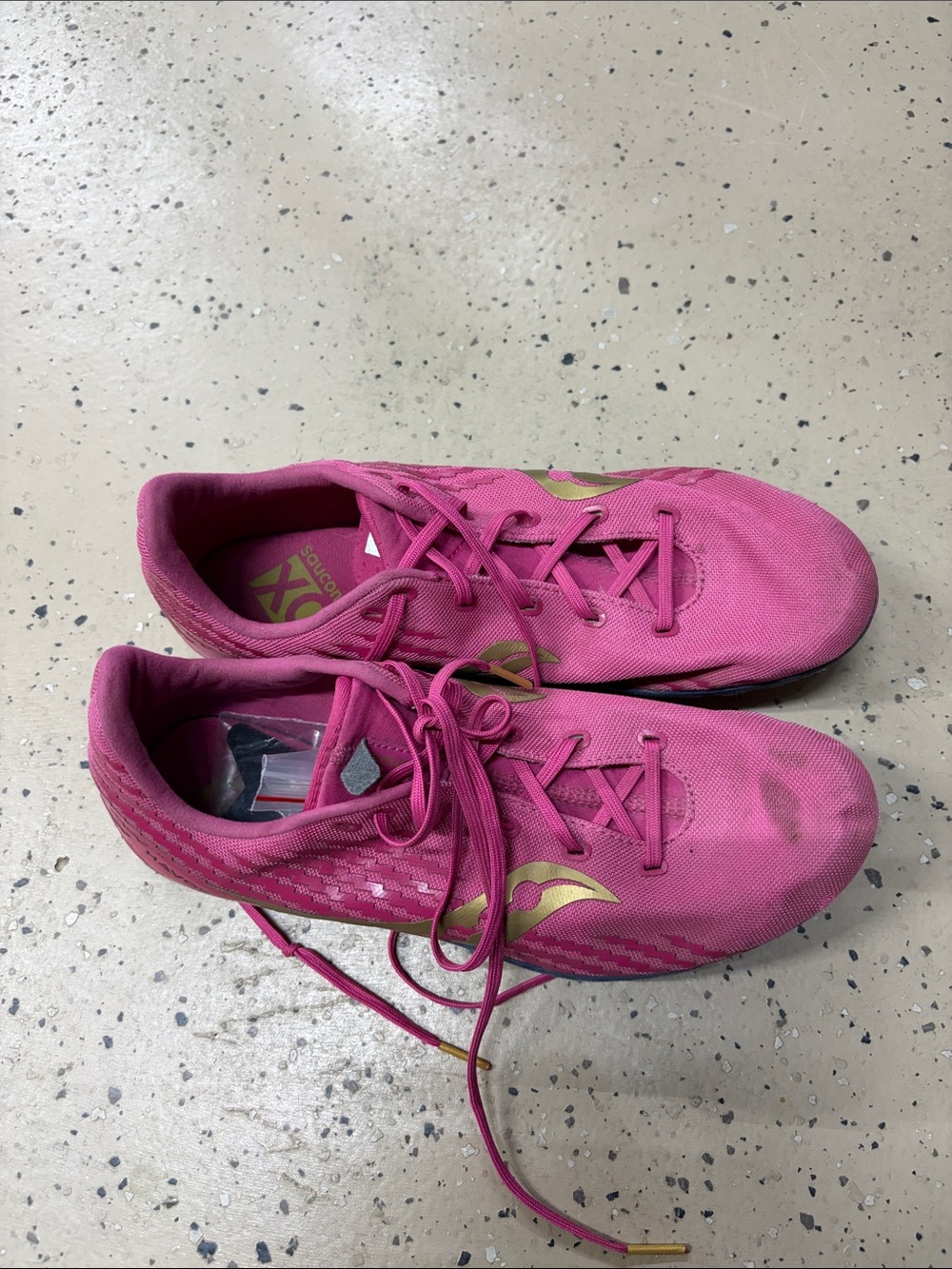 Saucony Women's Hot Pink Spikes Running Shoes with Gold Accent